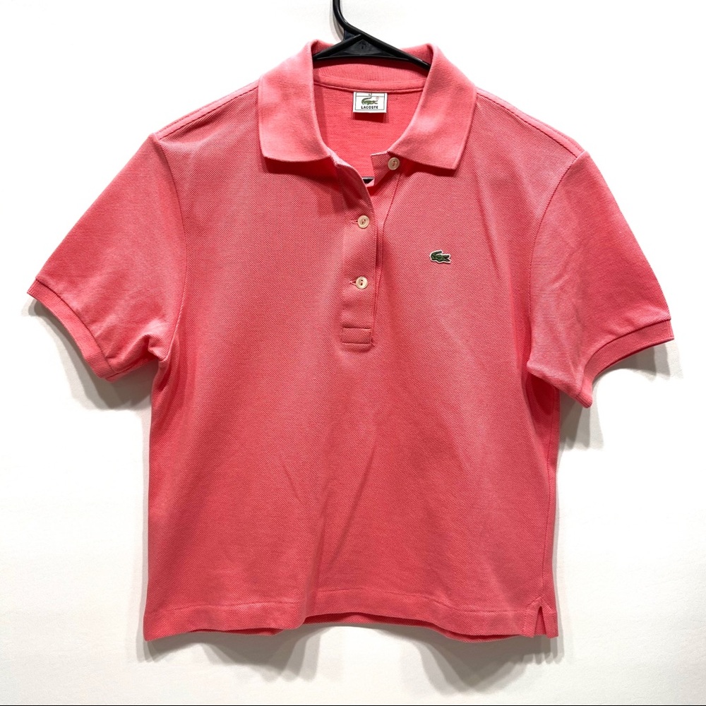 Lacoste Crop Top Polo 42 Pink Shirt Collared Women